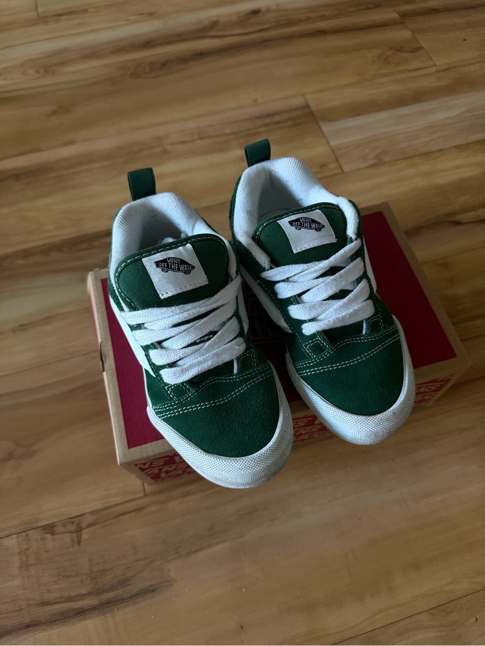 Vans Kids Green and White Low-Top Skate Sneakers